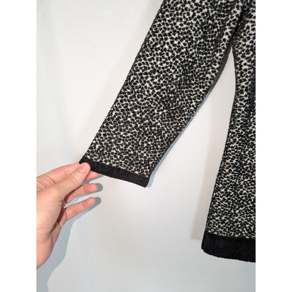 Moth Anthropologie Sweater S Lana Black White Terry Cloth 3/4 Sleeve Zipper Back - Picture 4 of 10